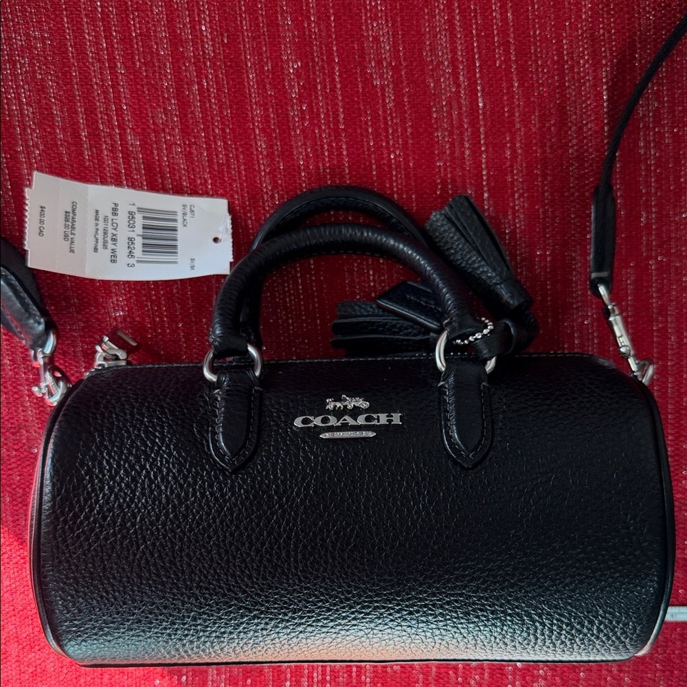 Coach Black Leather Handbag with Strap - Picture 2 of 3